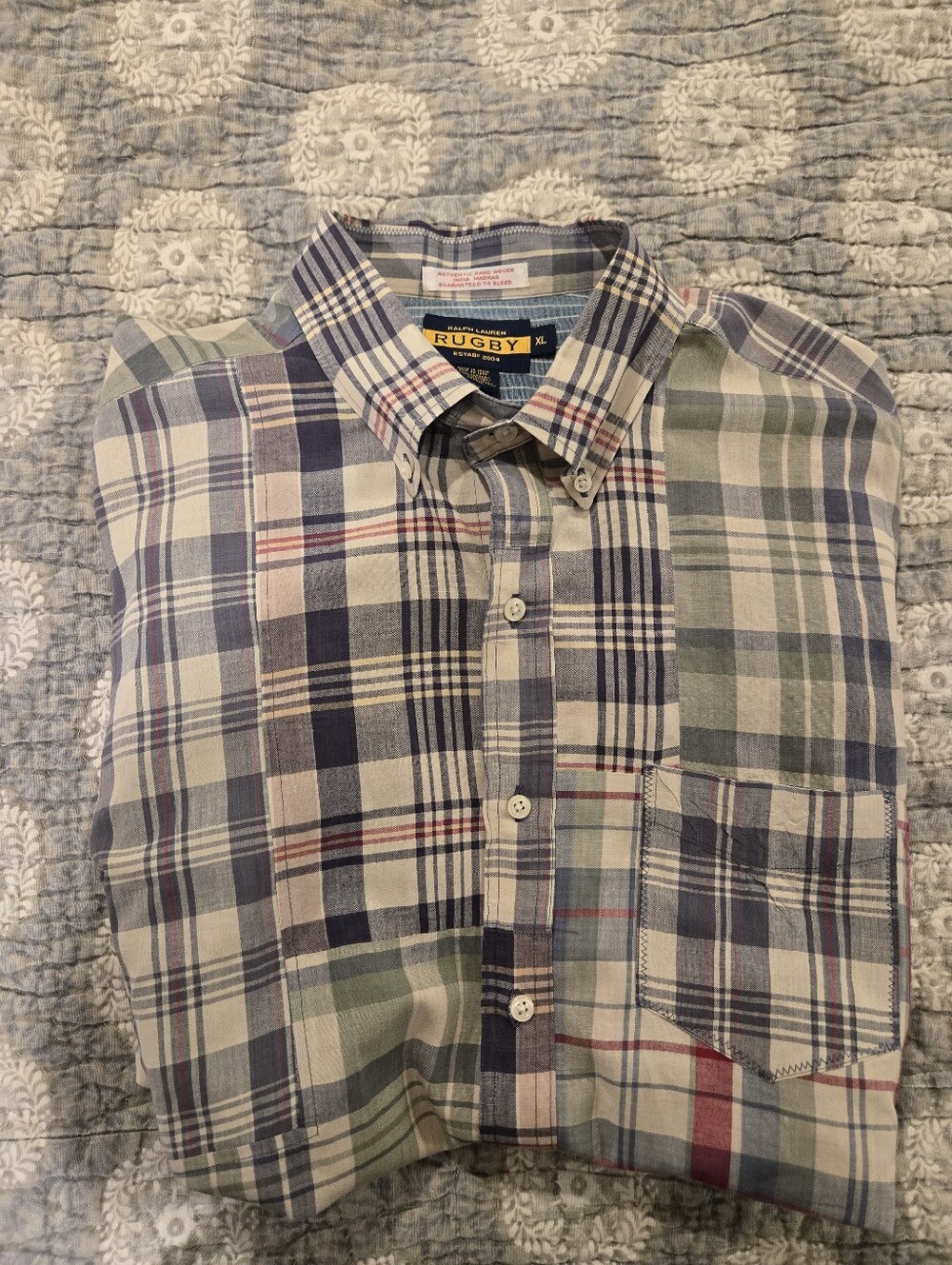 Rugby Ralph Lauren Madras Patchwork Button Down Shirt XL